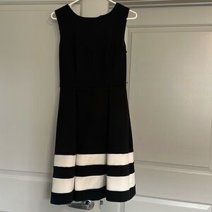 Calvin Klein Black A Line Dress with Stripes